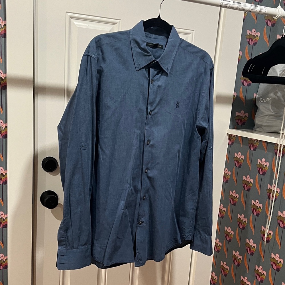 John Varvatos Blue Casual Button Down Shirt